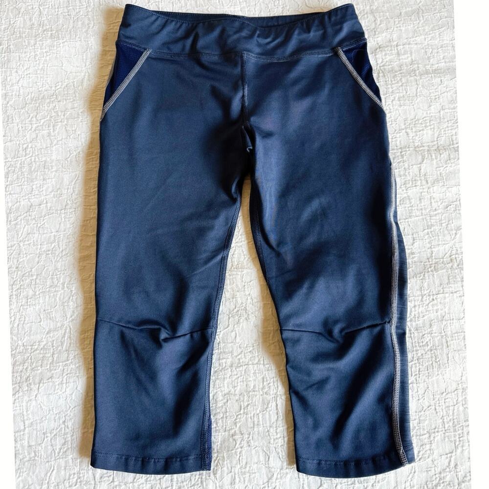 Oiselle Capri Pant Crop Legging Yoga Running Navy Gray Size Small *EUC